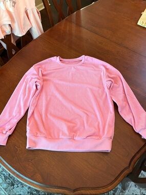 SHEIN Pink Ribbed Crewneck Sweatshirt